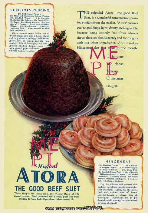 : Advert for Hugon's Atora beef suet 1937 : Advert for Hugon's Atora beef suet 1937