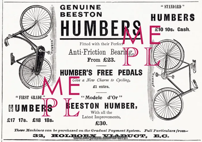 : Advert for Humber bicycles 1889 : Advert for Humber bicycles 1889