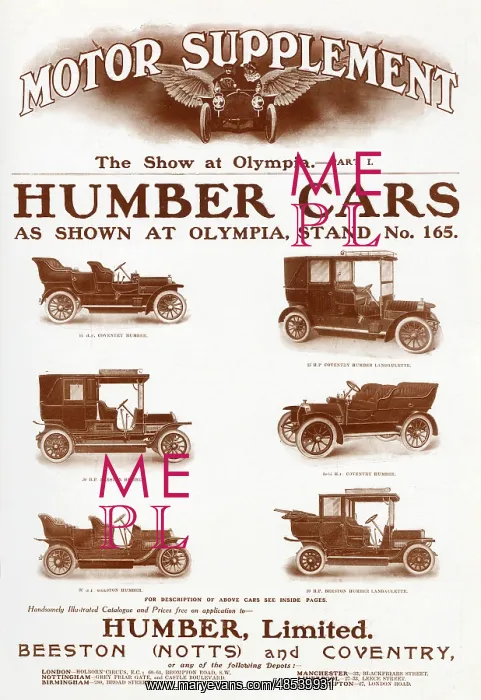: Advert for Humber Cars 1907 : Advert for Humber Cars 1907
