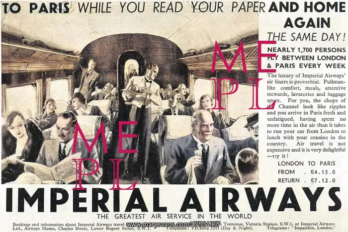 : Advert for Imperial Airways 1934 : Advert for Imperial Airways 1934