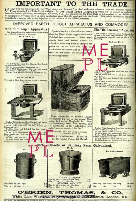: Advertisement, Improved Earth Closets and Commodes : Advertisement, Improved Earth Closets and Commodes