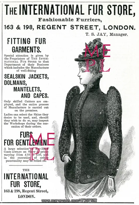 : Advert for International Fur Store 1890 : Advert for International Fur Store 1890