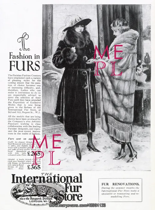 : Advert for International Fur Store 1920 : Advert for International Fur Store 1920