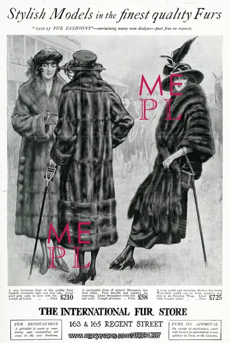 : Advert for International Fur Store 1922 : Advert for International Fur Store 1922