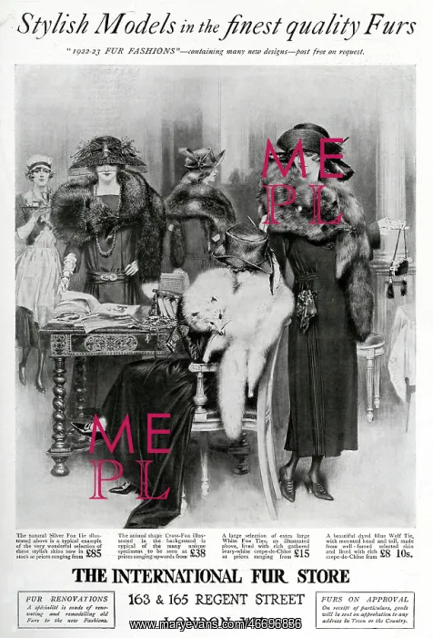 : Advert for International Fur Store 1922 : Advert for International Fur Store 1922