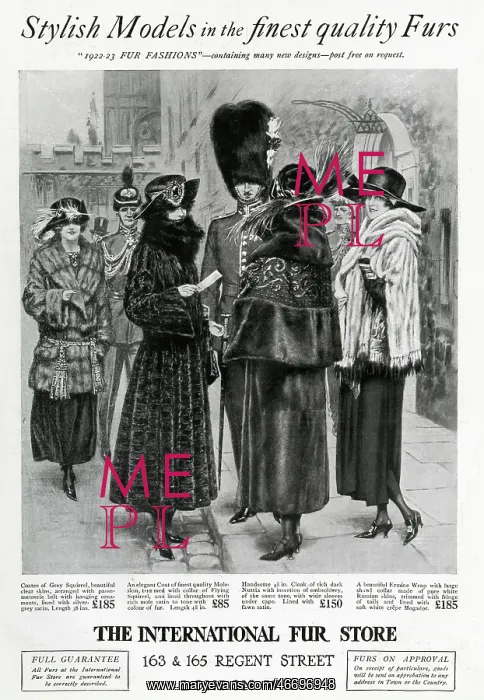 : Advert for International Fur Store 1922 : Advert for International Fur Store 1922