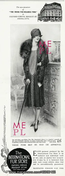  : Advert for International Fur Store 1925