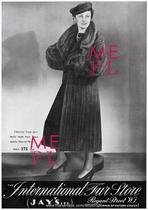 : Advert for International Fur Store 1937 : Advert for International Fur Store 1937