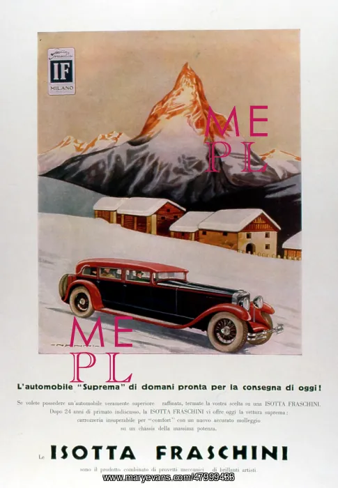 : Advertisement for the Isotta Fraschini motor car : Advertisement for the Isotta Fraschini motor car