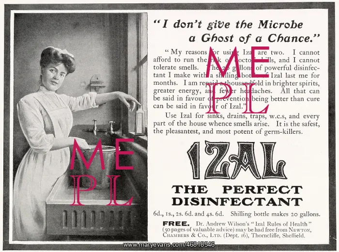 : Advert for Izal - disinfectant 1907 : Advert for Izal - disinfectant 1907