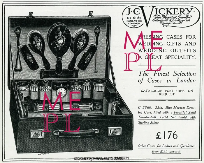 : Advert for J. C. Vickery dressing case 1920 : Advert for J. C. Vickery dressing case 1920