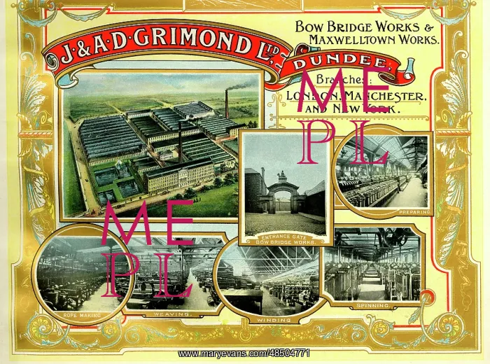 : Advert, J & A D Grimond, Weavers and Spinners, Dundee : Advert, J & A D Grimond, Weavers and Spinners, Dundee