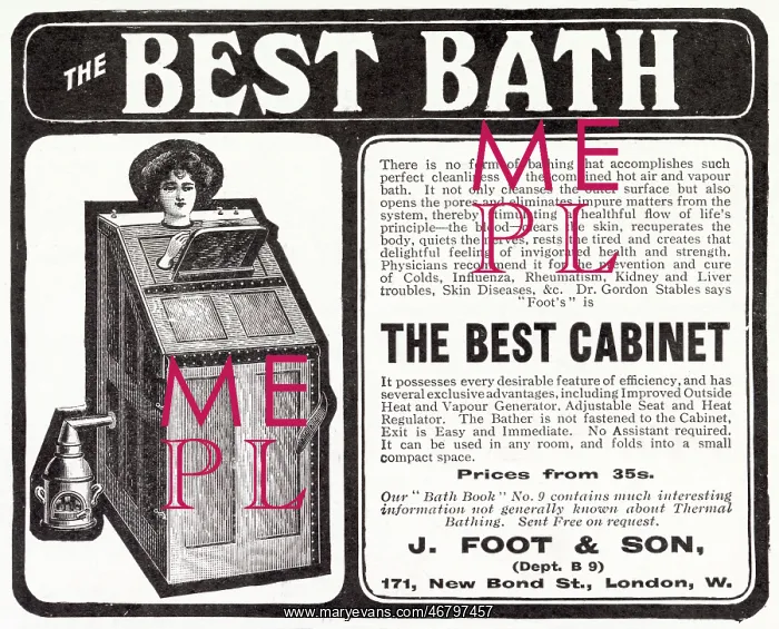 : Advert for J. Foot & Son Cabinet Bath 1908 : Advert for J. Foot & Son Cabinet Bath 1908