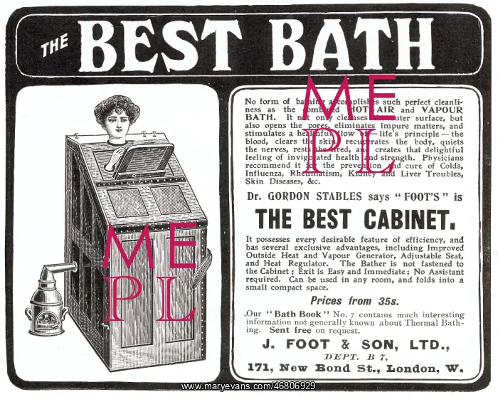 : Advert for J. Foot & Son Cabinet Bath 1909 : Advert for J. Foot & Son Cabinet Bath 1909