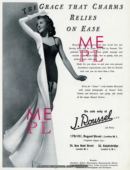: Advert for J. Roussel lingerie 1939 : Advert for J. Roussel lingerie 1939