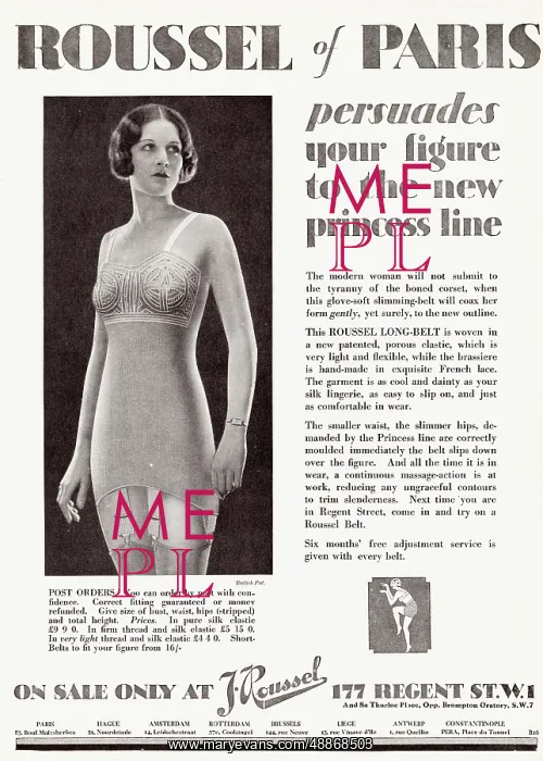 : Advert for J. Roussel undergarment 1930 : Advert for J. Roussel undergarment 1930