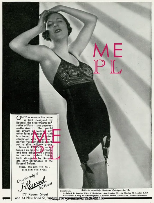 : Advert for J. Roussel women's underwear 1933 : Advert for J. Roussel women's underwear 1933