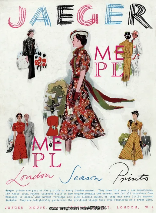 : Advert for Jaeger dresses 1937 : Advert for Jaeger dresses 1937
