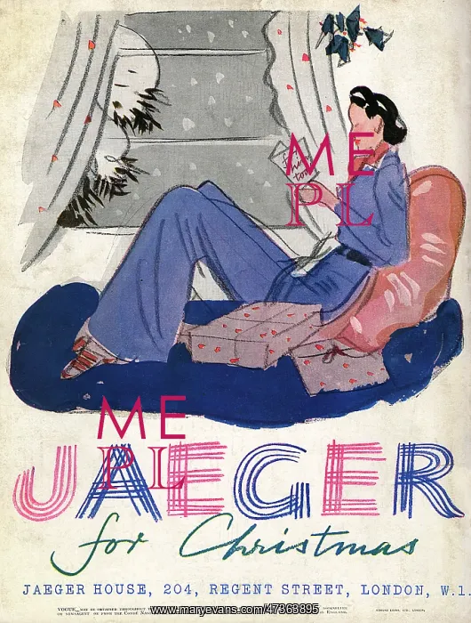 : Advert for Jaeger women's trouser suit 1938 : Advert for Jaeger women's trouser suit 1938