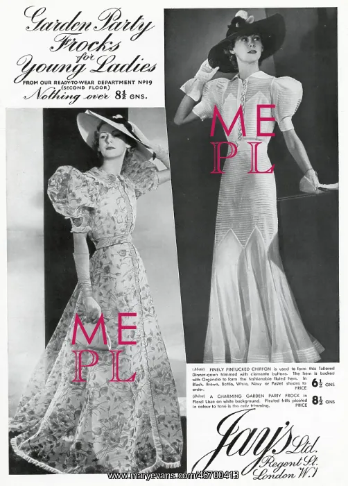 : Advert for Jay's frocks 1937 : Advert for Jay's frocks 1937