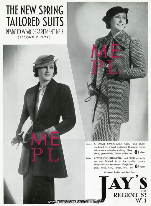 : Advert for Jay's spring tailored suits 1937 : Advert for Jay's spring tailored suits 1937