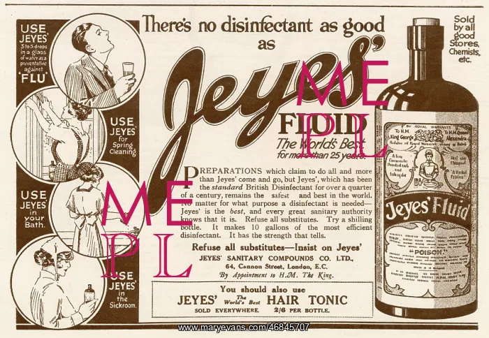 : Advert for Jeyes disinfectant 1921 : Advert for Jeyes disinfectant 1921