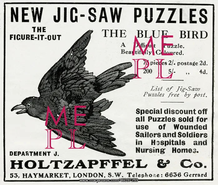 : Advert for jigsaw puzzles 1914 : Advert for jigsaw puzzles 1914