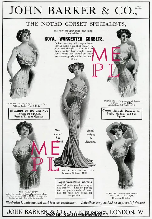 : Advert for John Barker & Co, corsets 1909 : Advert for John Barker & Co, corsets 1909