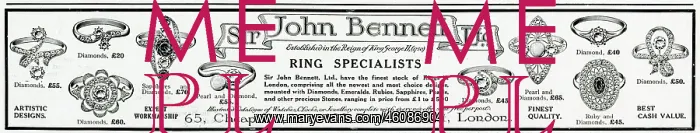 : Advert for John Bennett ring specialists 1913 : Advert for John Bennett ring specialists 1913
