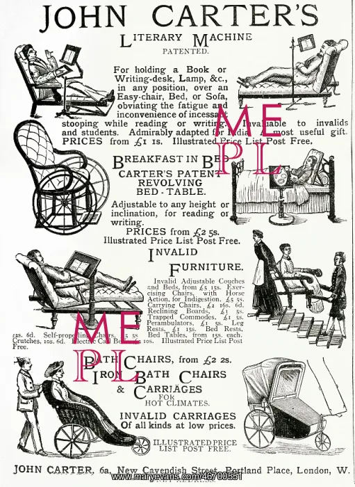 : Advert for John Carter's invalid chairs 1884 : Advert for John Carter's invalid chairs 1884