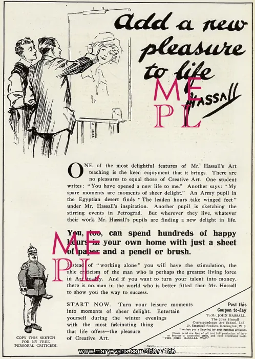 : Advertisement for John Hassall Art School : Advertisement for John Hassall Art School