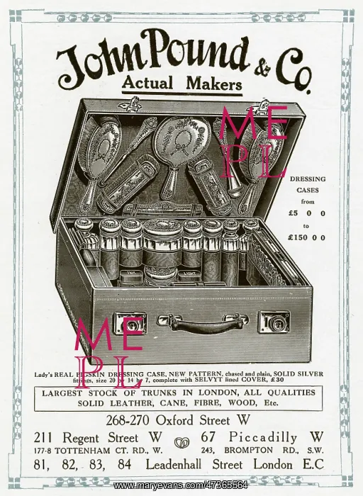 : Advert for John Pound & Co dressing case 1912 : Advert for John Pound & Co dressing case 1912