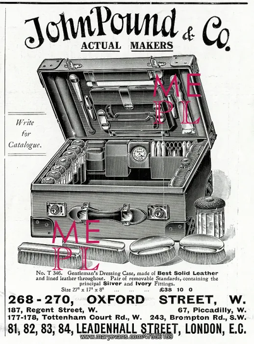 : Advert for John Pound & Co dressing case 1914 : Advert for John Pound & Co dressing case 1914