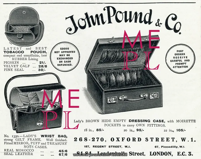 : Advert for John Pound & Co dressing case 1920 : Advert for John Pound & Co dressing case 1920