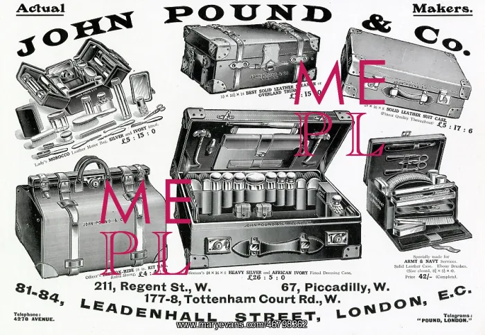 : Advert for John Pound & Co - leather cases 1908 : Advert for John Pound & Co - leather cases 1908
