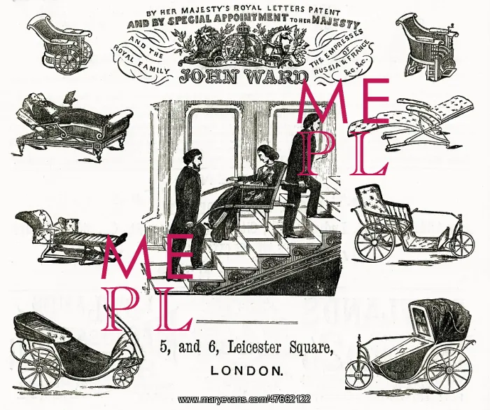 : Advert for John Ward invalid chairs 1870s : Advert for John Ward invalid chairs 1870s