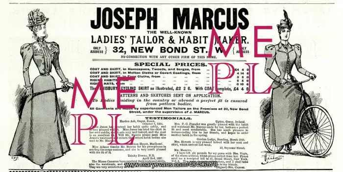 : Advert, Joseph Marcus, Ladies Tailor : Advert, Joseph Marcus, Ladies Tailor