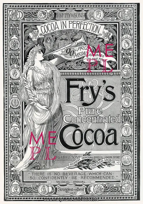 : Advert for J.S. Fry & Sons Cocoa 1894 : Advert for J.S. Fry & Sons Cocoa 1894