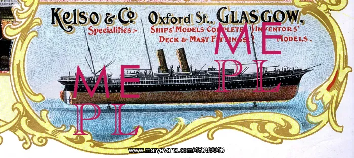 : Advert, Kelso & Co, Ships Models, Glasgow, Scotland : Advert, Kelso & Co, Ships Models, Glasgow, Scotland
