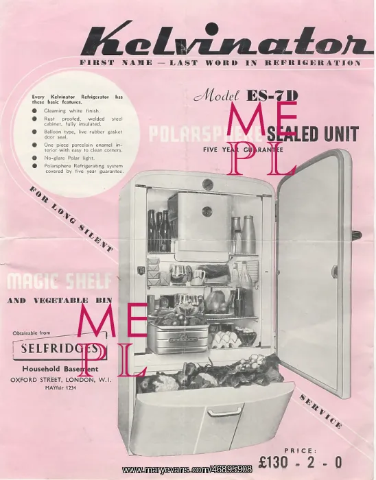 : Advert for Kelvinator ES-7D refrigerator : Advert for Kelvinator ES-7D refrigerator