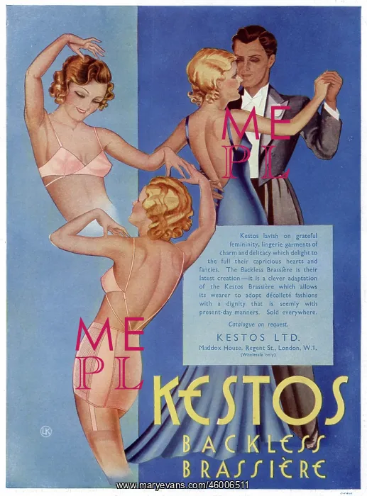 : Advert for the Kestos Backless Brassiere 1935 : Advert for the Kestos Backless Brassiere 1935
