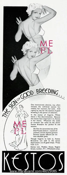 : Advert for Kestos lingerie 1937 : Advert for Kestos lingerie 1937