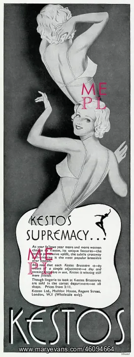 : Advert by Kestos lingerie 1937 : Advert by Kestos lingerie 1937