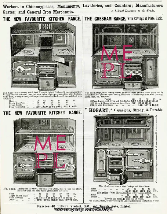 : Advert for kitchen range cookers 1888 : Advert for kitchen range cookers 1888