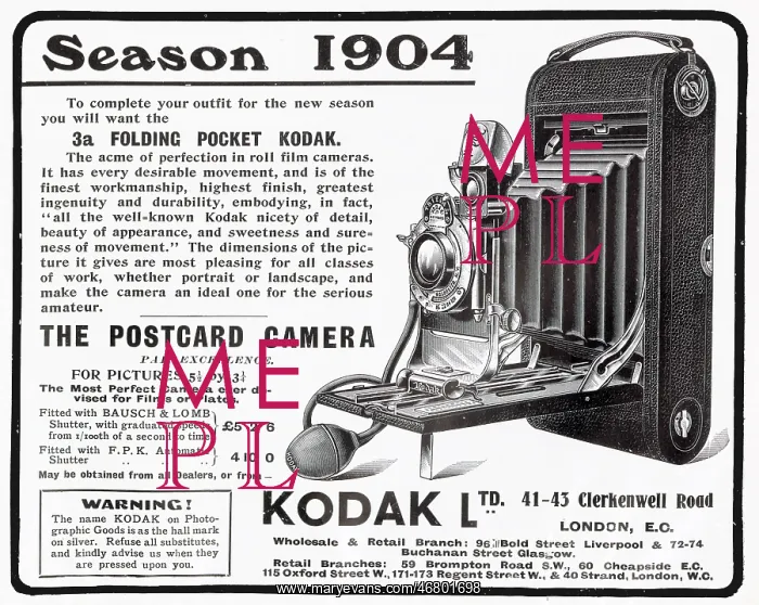 : Advert for Kodak folding camera 1904 : Advert for Kodak folding camera 1904