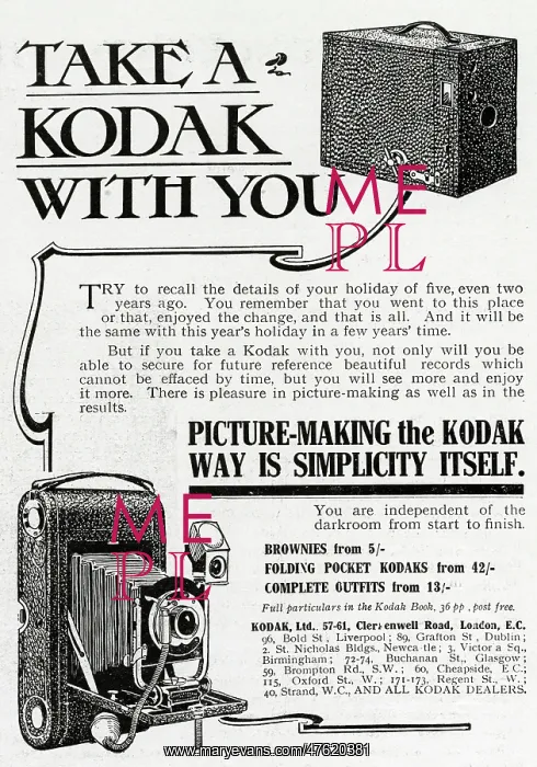 : Advert for Kodak folding pocket cameras 1909 : Advert for Kodak folding pocket cameras 1909
