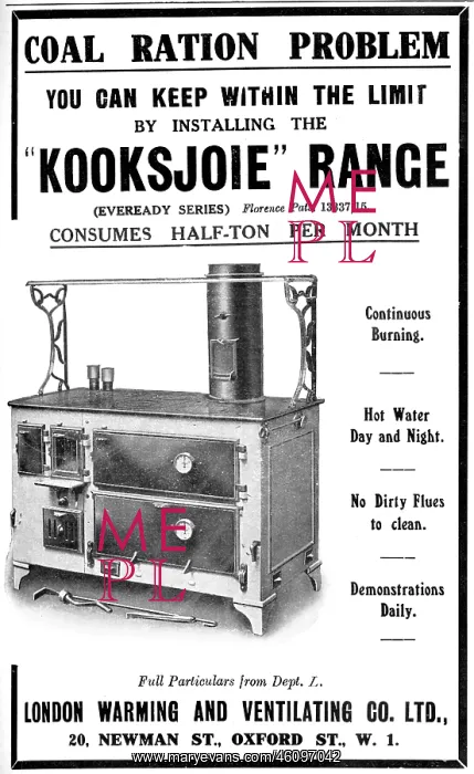: Advert for Kooksjoie range cooker 1918 : Advert for Kooksjoie range cooker 1918