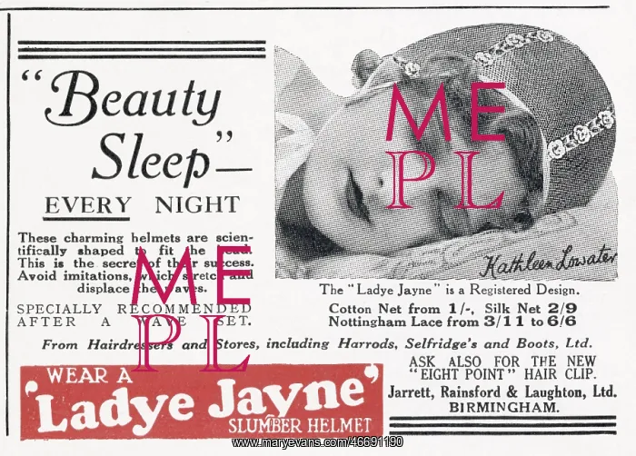 : Advert for Ladye Jayne slumber helmet 1932 : Advert for Ladye Jayne slumber helmet 1932
