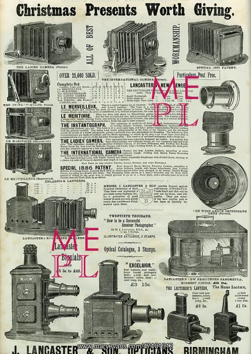 : Advert for Lancaster & Sons bellows cameras 1886 : Advert for Lancaster & Sons bellows cameras 1886