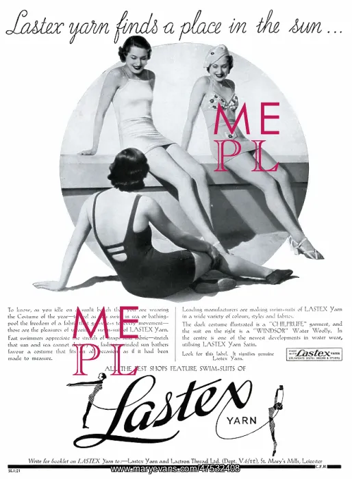 : Advert for Lastex swim wear 1935 : Advert for Lastex swim wear 1935